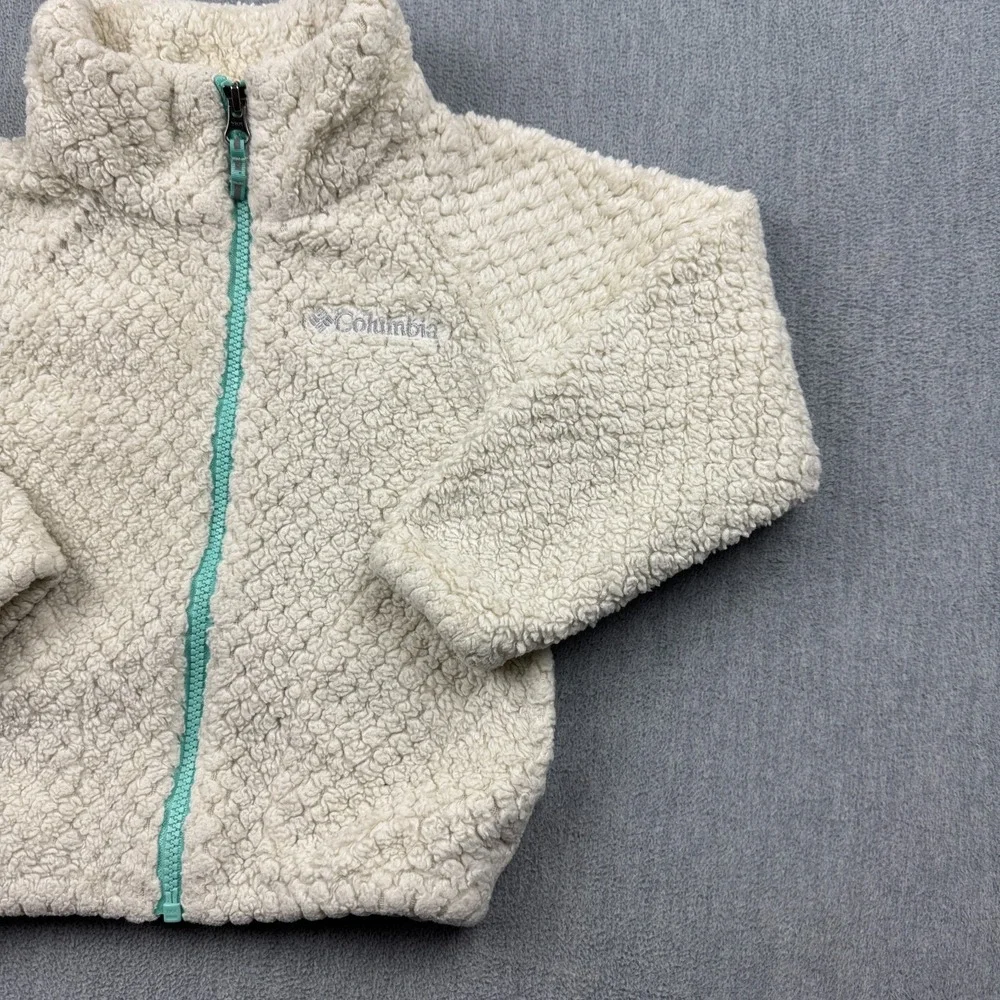 Columbia Kids Jacket XXS 4-5 Ivory Fireside Sherpa Fuzzy Soft Fleece Full Zip